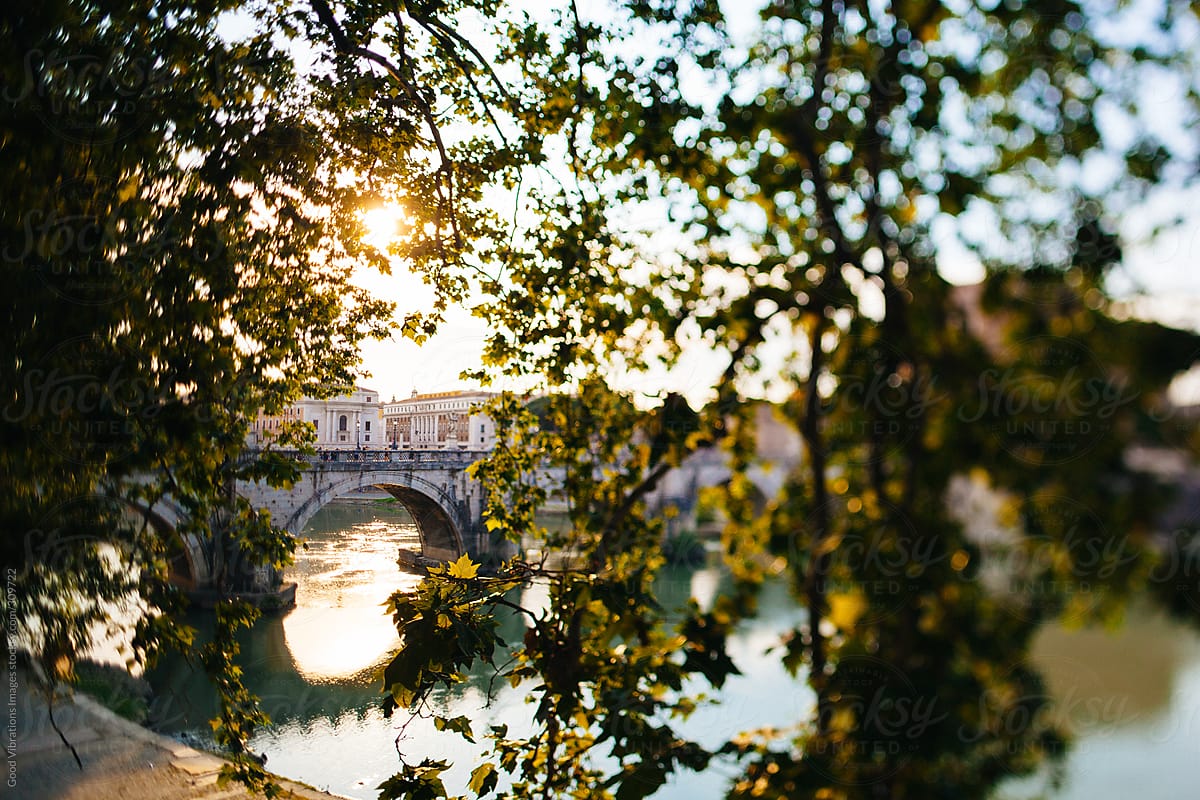Tiber River at Sunset in Rome