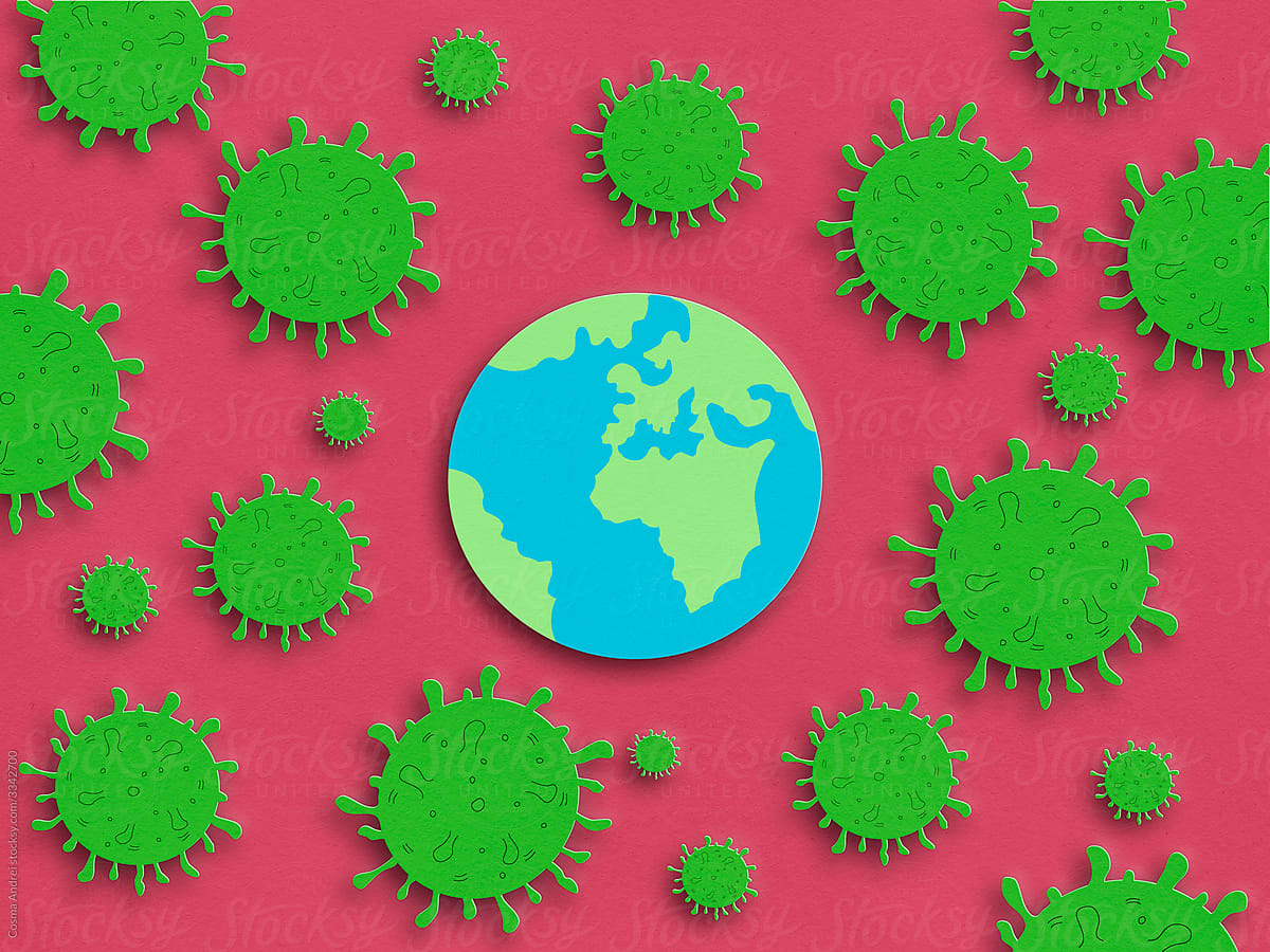 Planet Earth surrounded by viruses