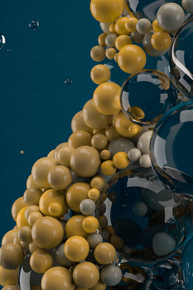 Colorful magenetized spheres inside water