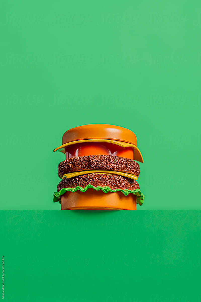 Hamburger on a green background