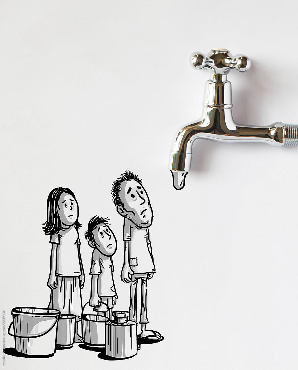 A family suffers Water crisis