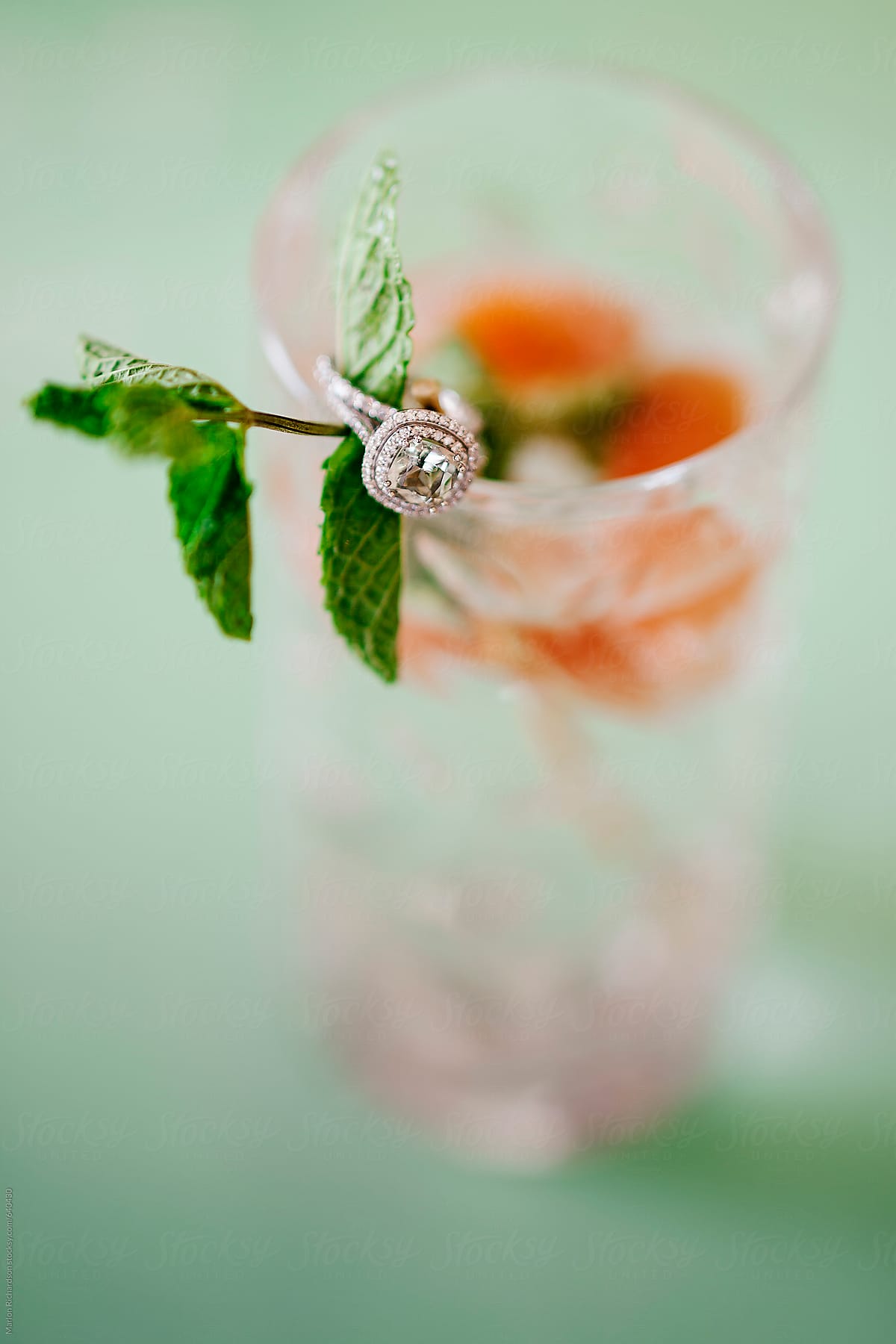 Peach & Mint Spritzer with an engagement ring