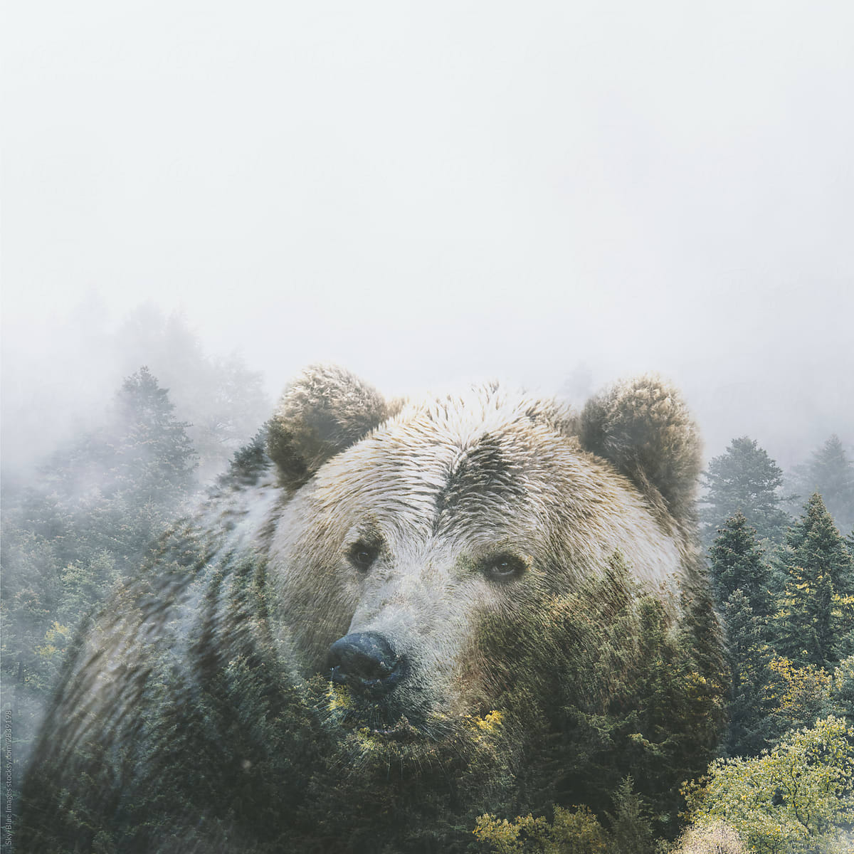 Multiple exposures of forest animals: Bear