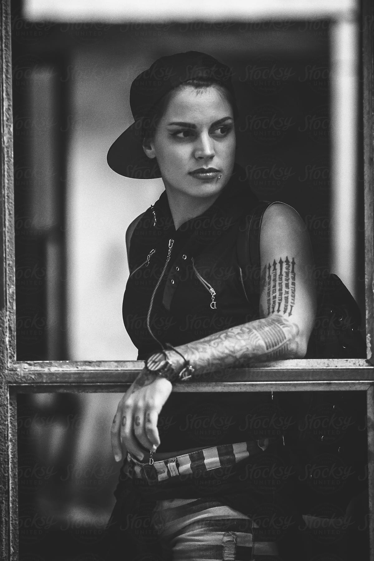 tattooed urban girls portrait , style, attitude