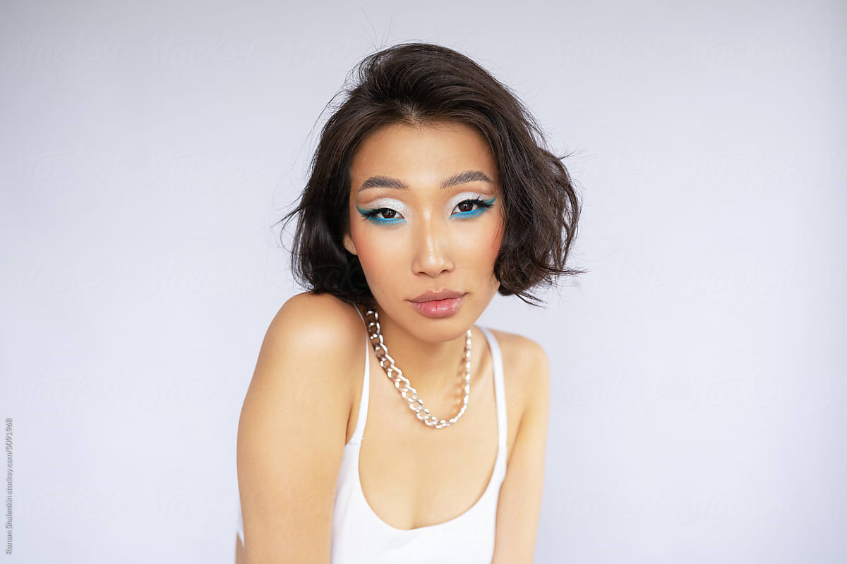 Female model with creative colorful makeup
