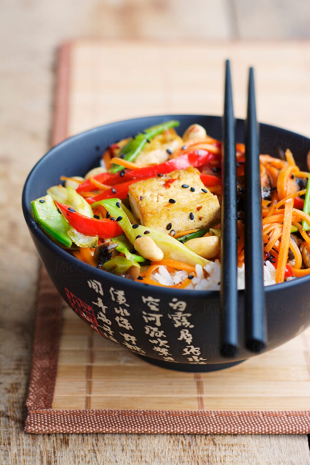 Szechuan Style Tofu with Vegetables and White Rice