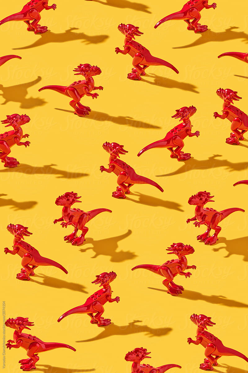 Dinosaur toys pattern with shadows.