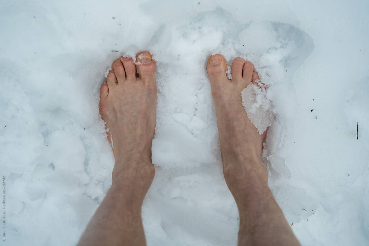 bare foot in the snow