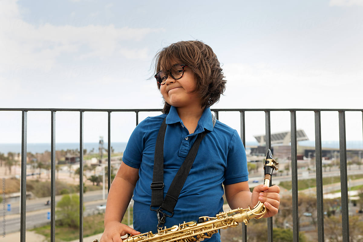 kid portrait with Saxophone