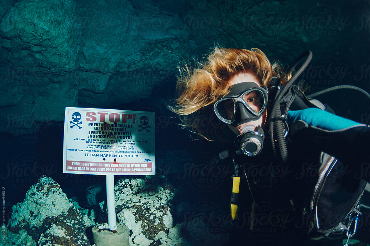 Woman Cave Cavern Diving Selfie UGC