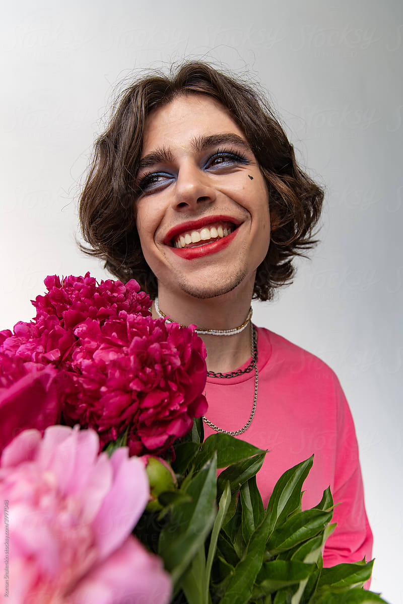 Portrait Of A Non Binary Man With Makeup On By Stocksy Contributor