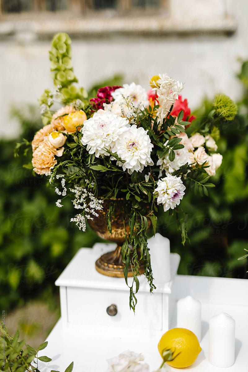 Floral arrangement on table