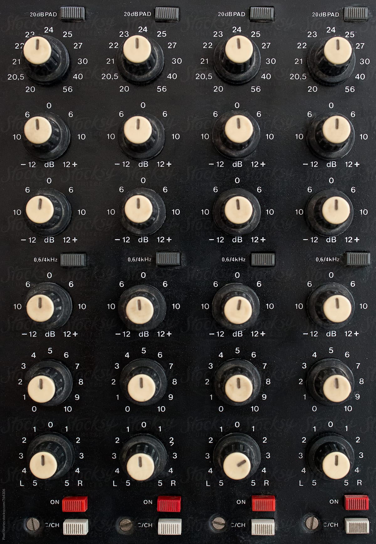 Close up of audio mixer