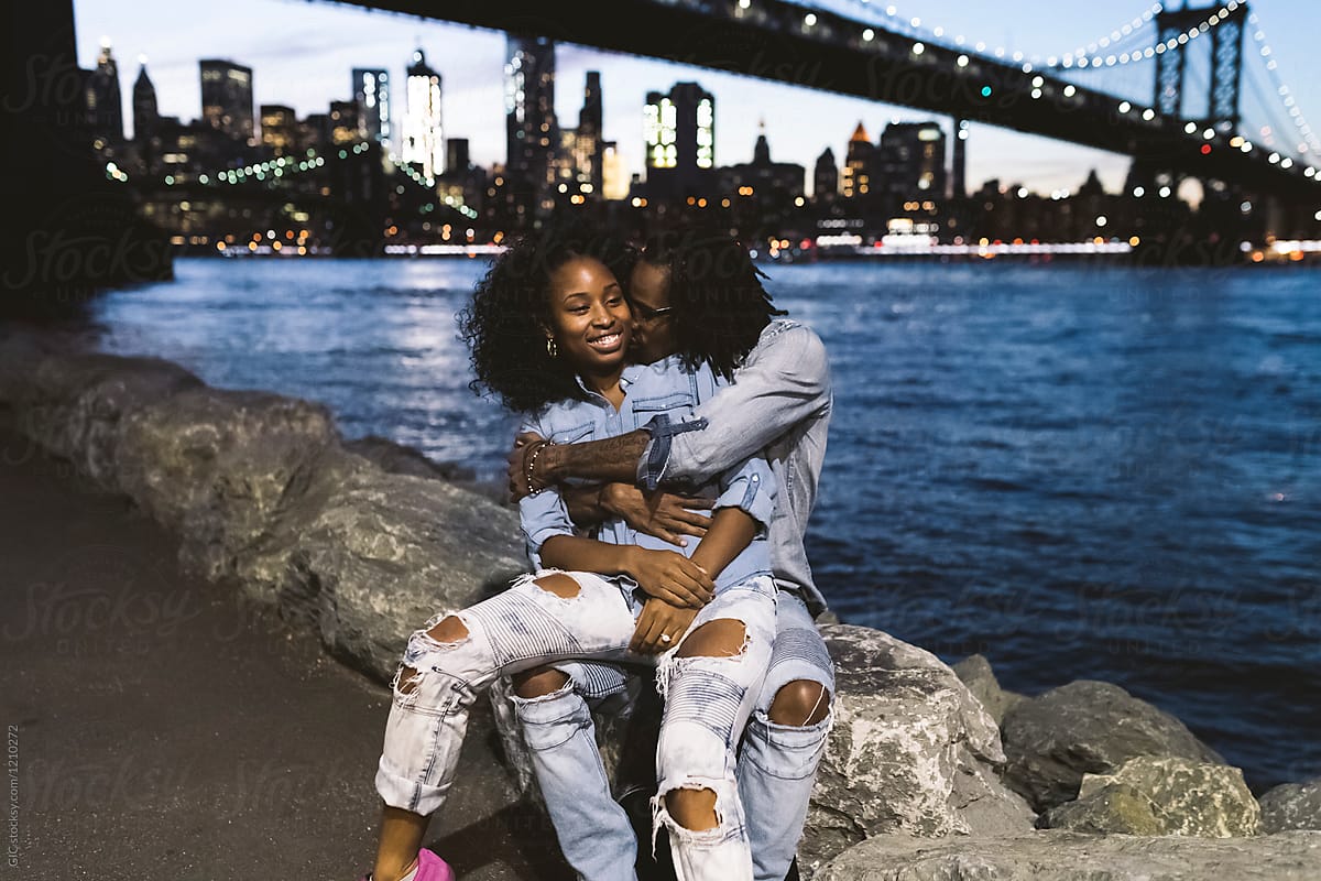 Young Couple Kissing In New York City At Night By Simone Wave Couple