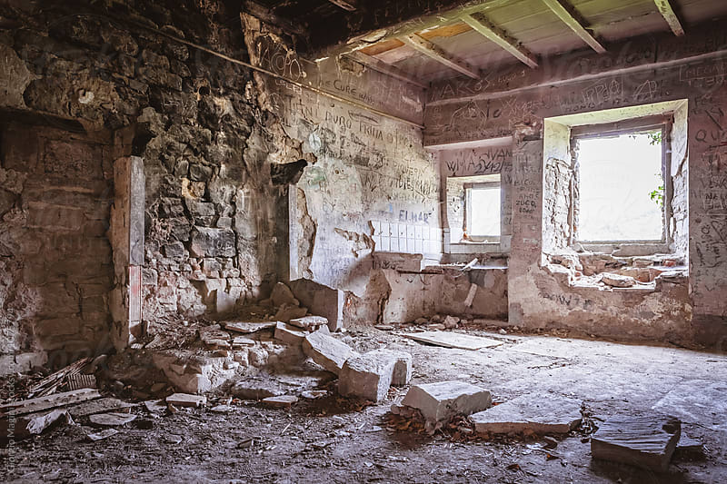 Ghost Rural Town Abandoned since the 1950s, Central Italy