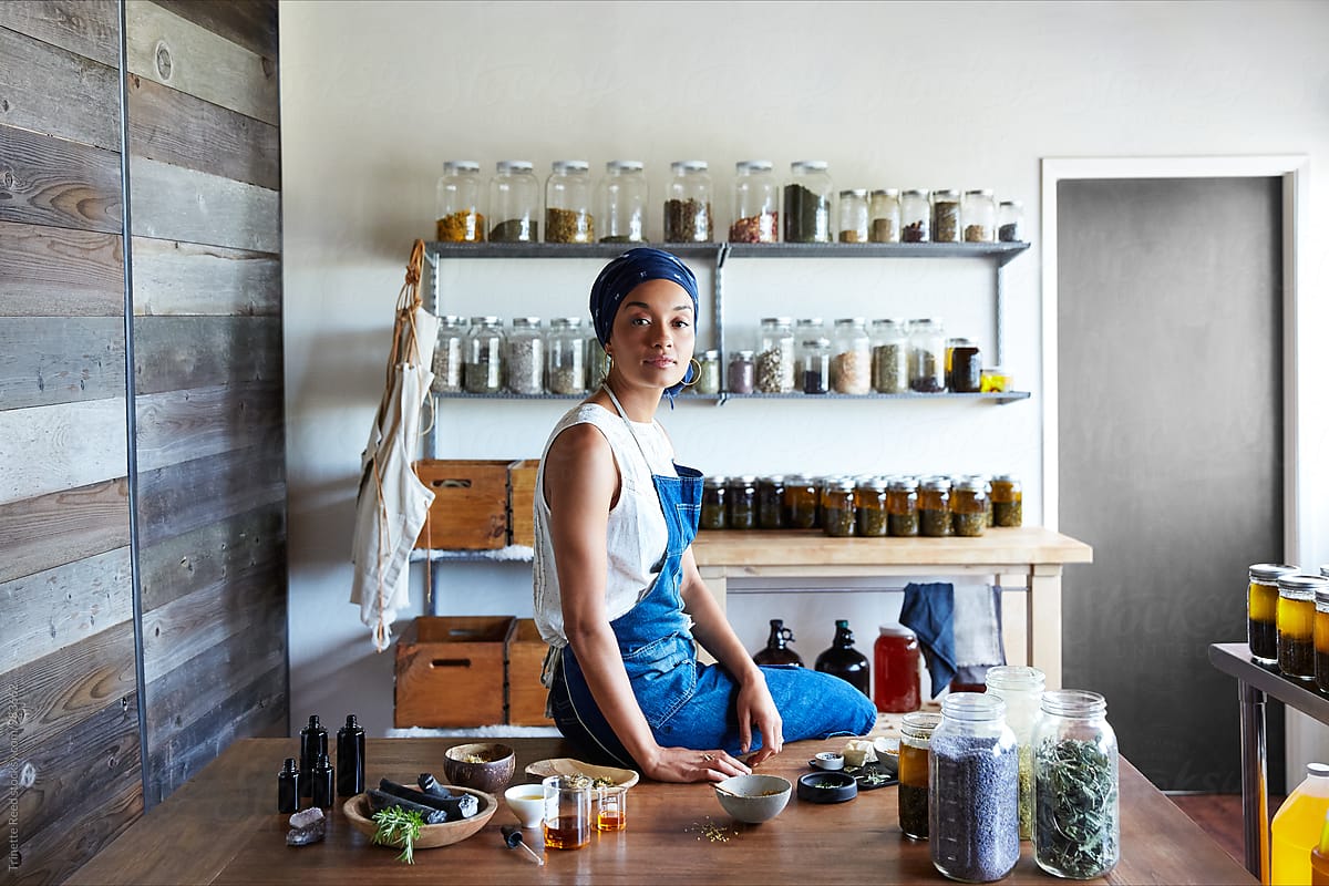Portrait of black woman small business owner in studio