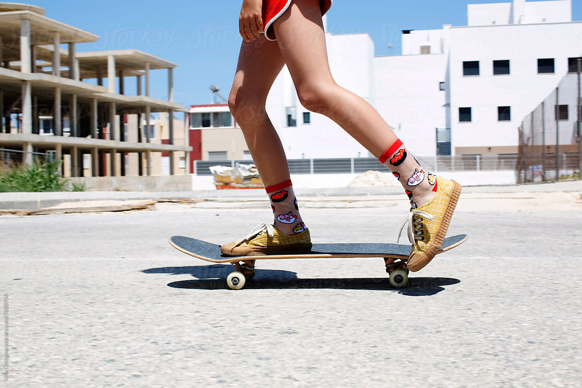 Riding skateboard
