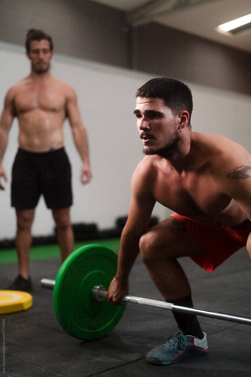 Athletes during weightlifting training