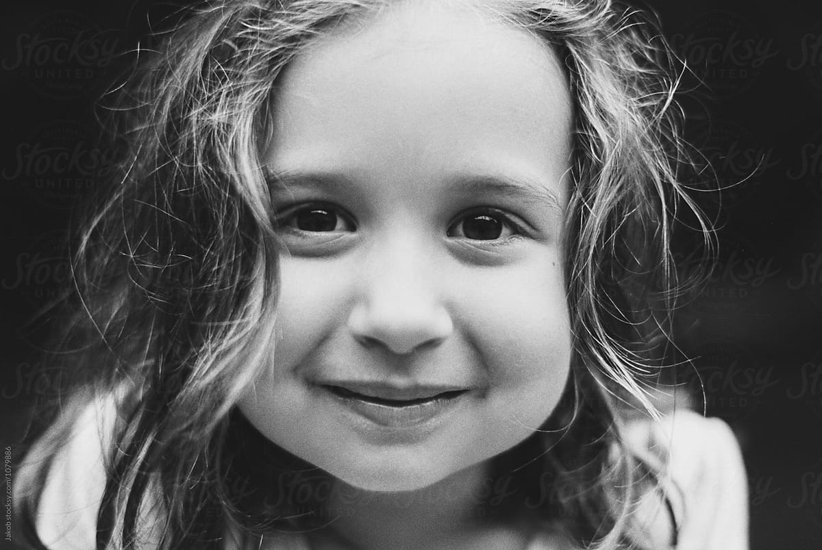 Close Up Portrait Of A Beautiful Young Girl In Black And White By Jakob 