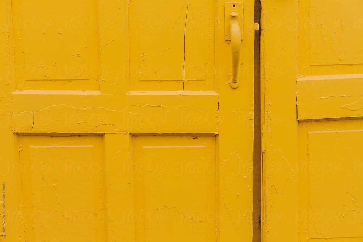 Close up of bright yellow door panels