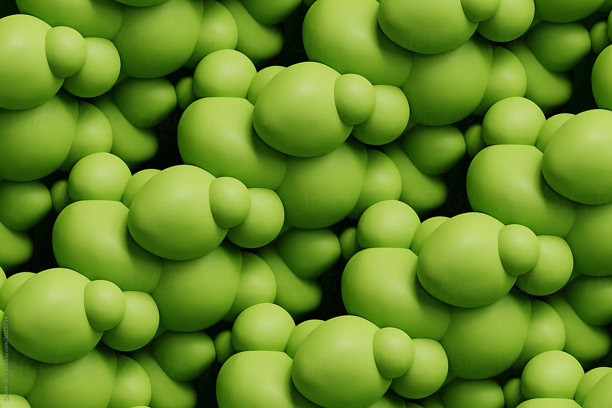 3d bubbles abstract green background
