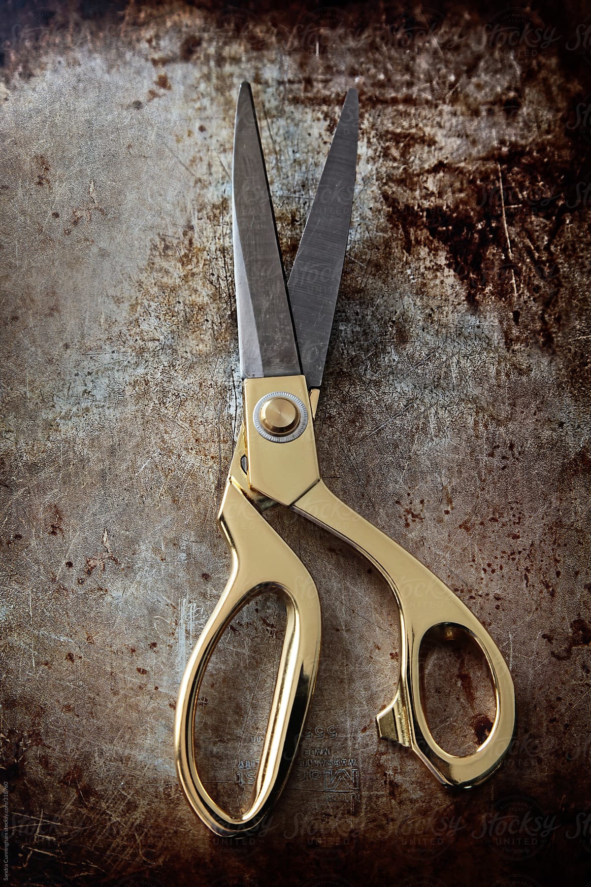 A pair of gold scissors