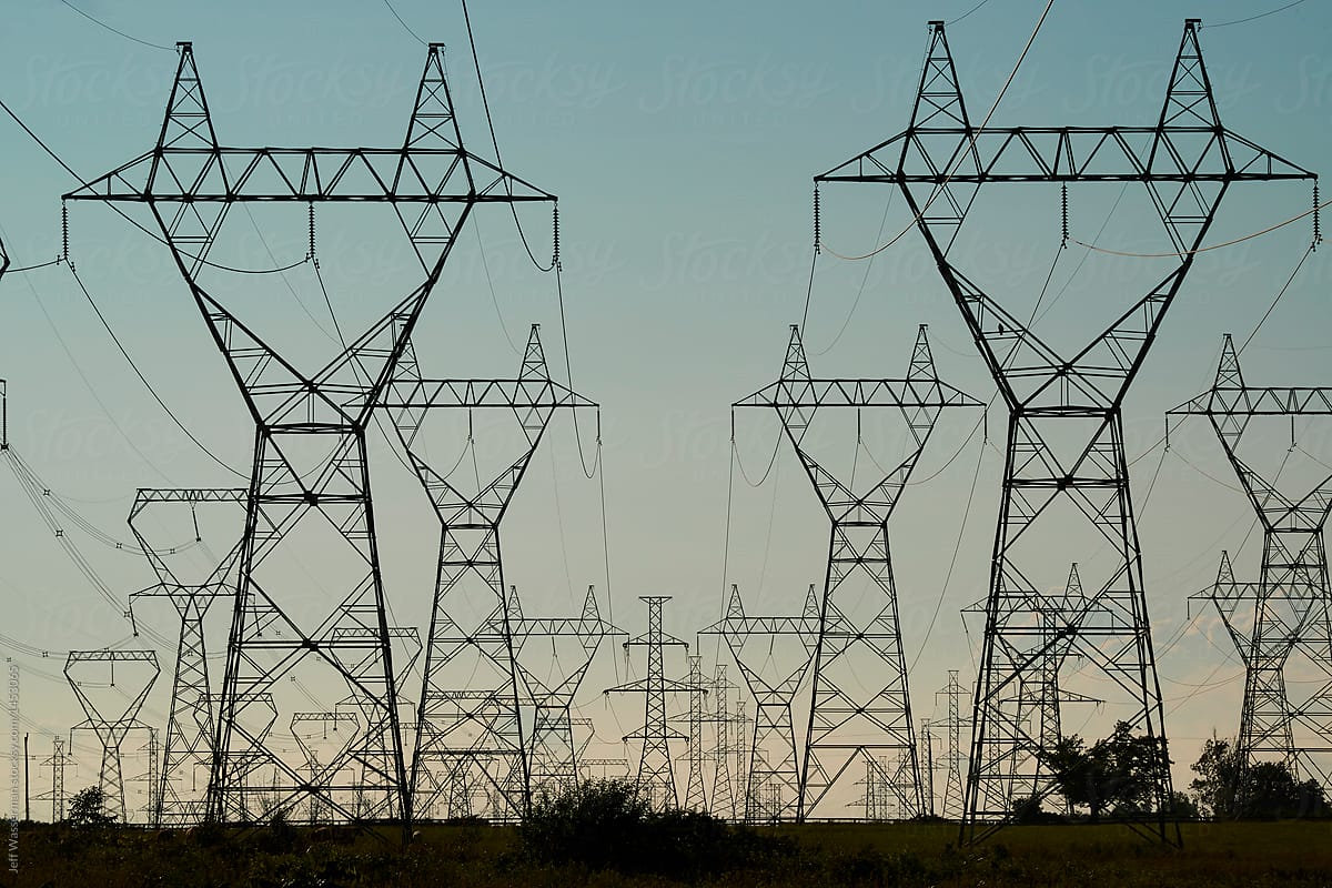 Power Grid Towers  at Dusk