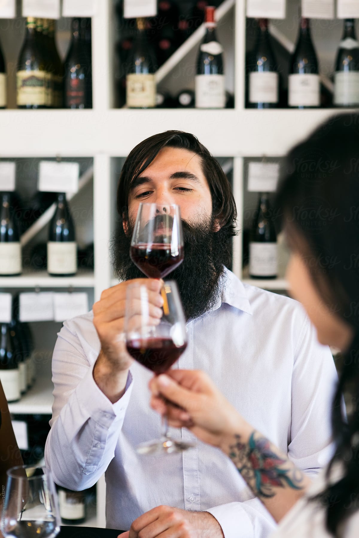 Wine: Bearded Man Examines Clarity Of Wine