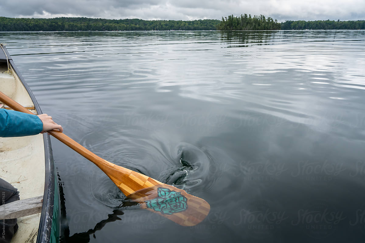Artisanal Hand Carved Cedar Paddle Canoe