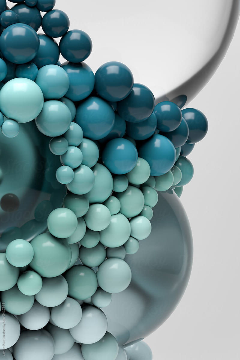 Three Dimensional Render Of Colorful Spheres And Glass porJavier Pardina
