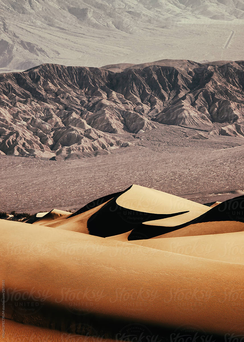 Death Valley Landscape With Desert and Sand Dunes