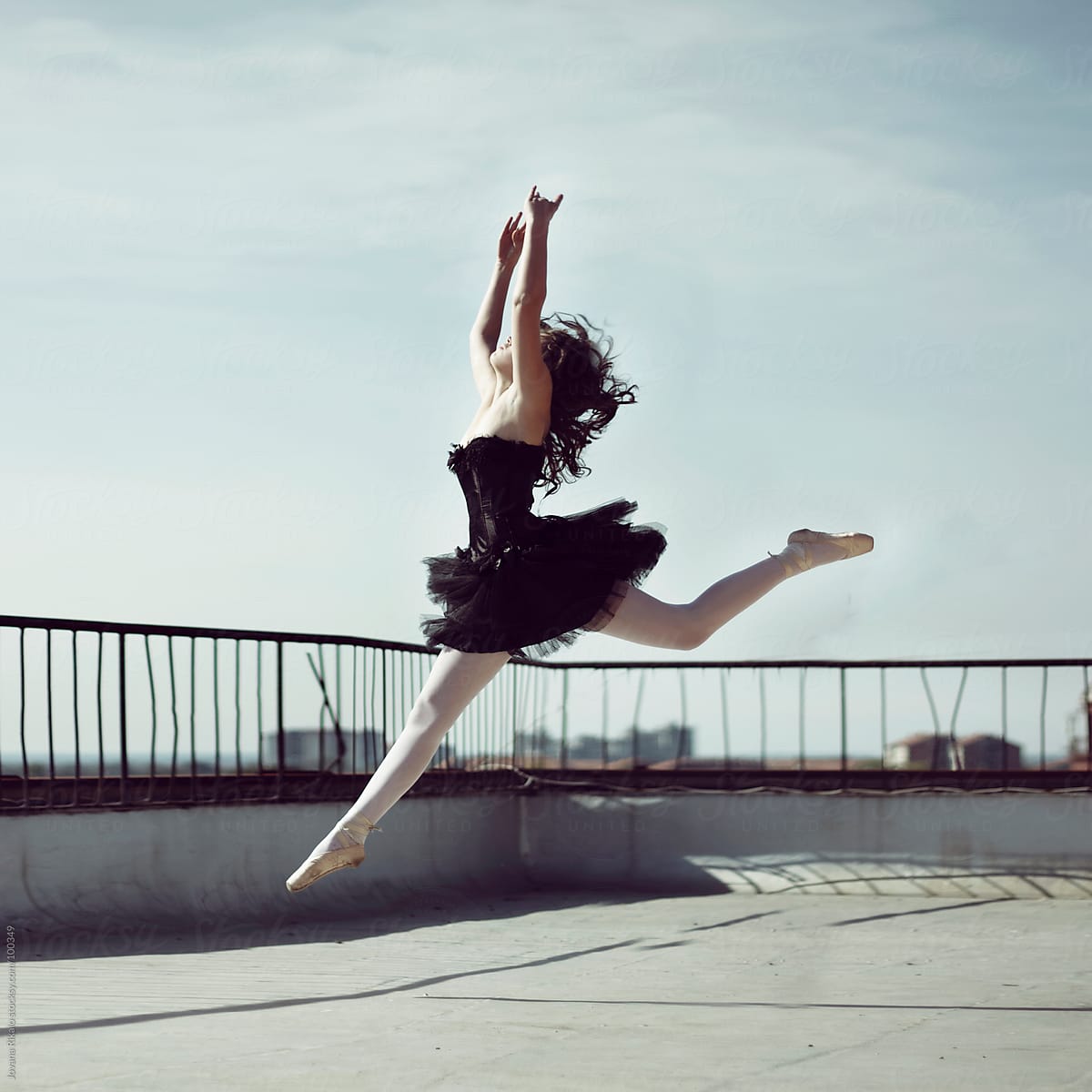 Ballet dancer on the top of the building