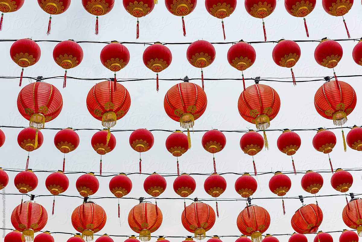 Chinese lanterns hanging in a temple, Kuala Lumpur