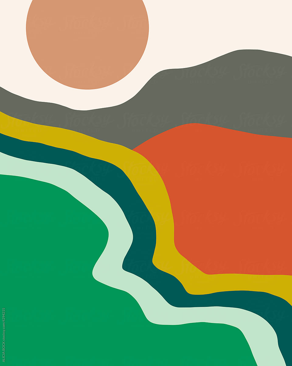 Minimal Bold Abstract Landscape Drawing