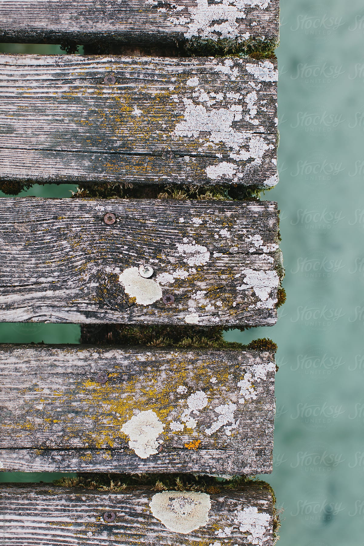 Old weathered wooden planks of a bridge