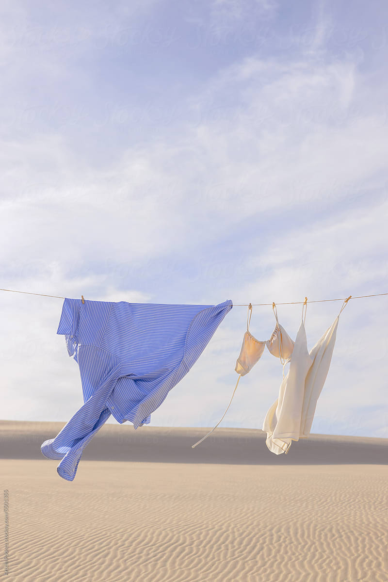 Clothes drying in the wind.