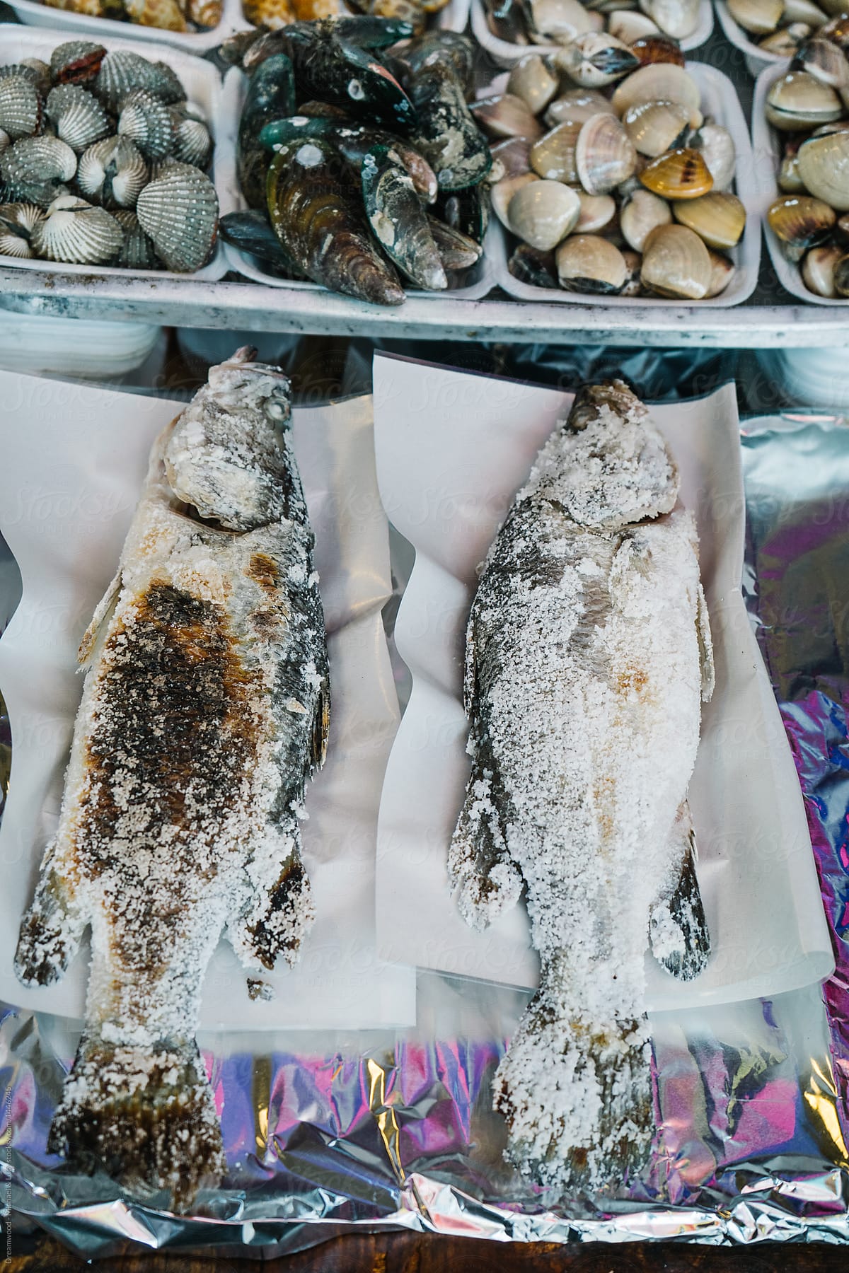Frozen fish in market