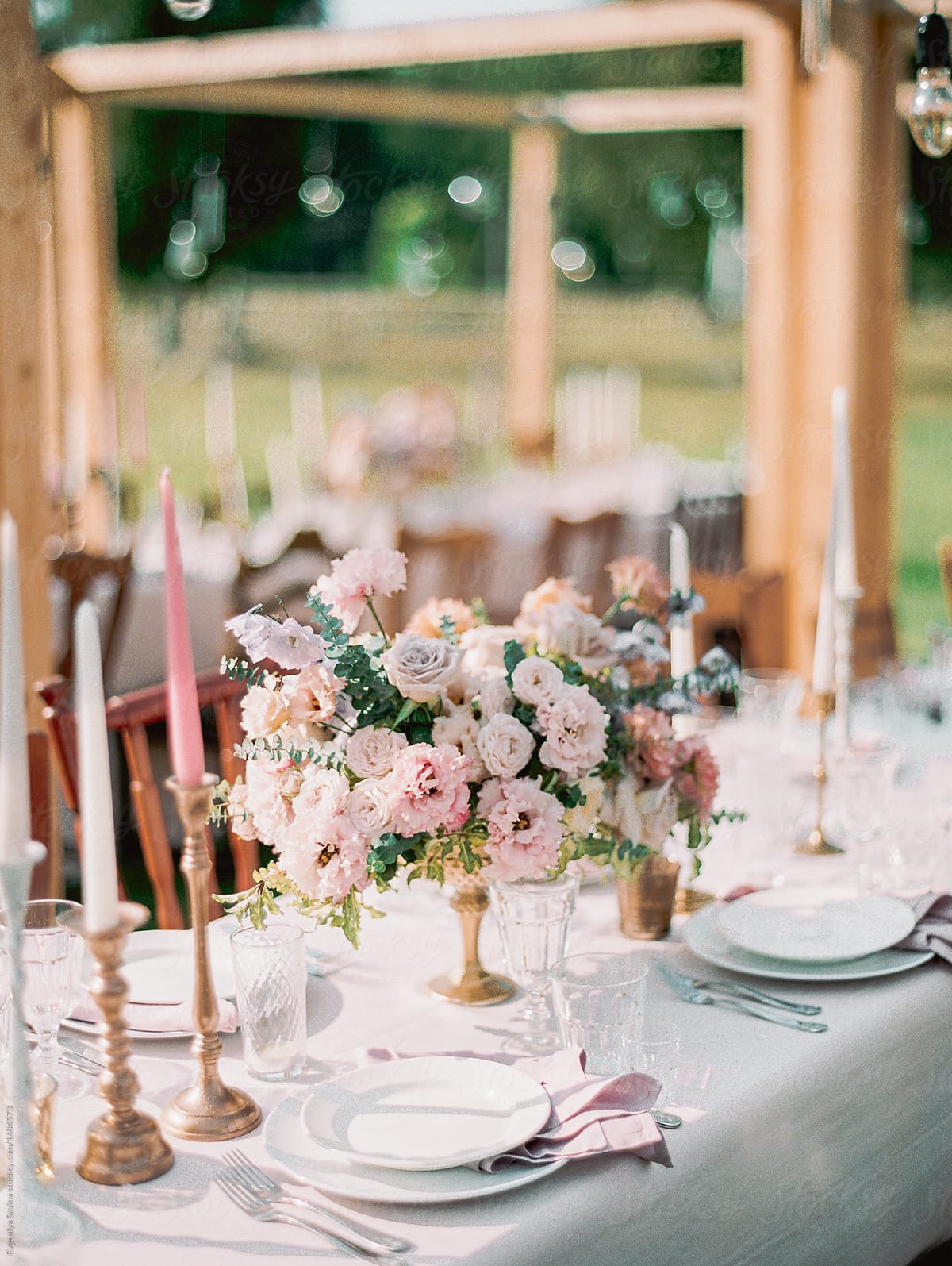 A table set ready for a wedding