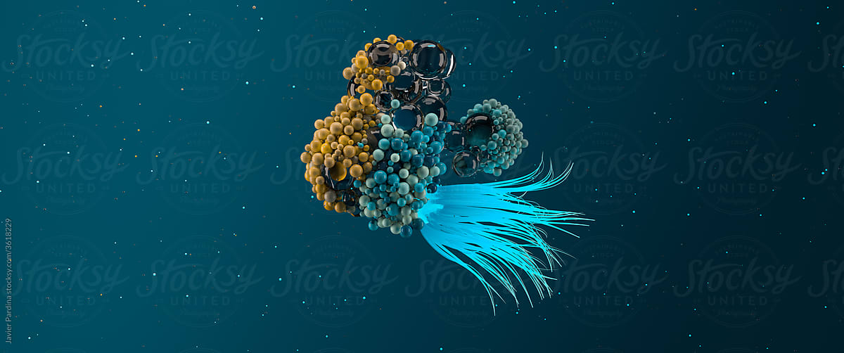 side view of a nano particle with tentacles