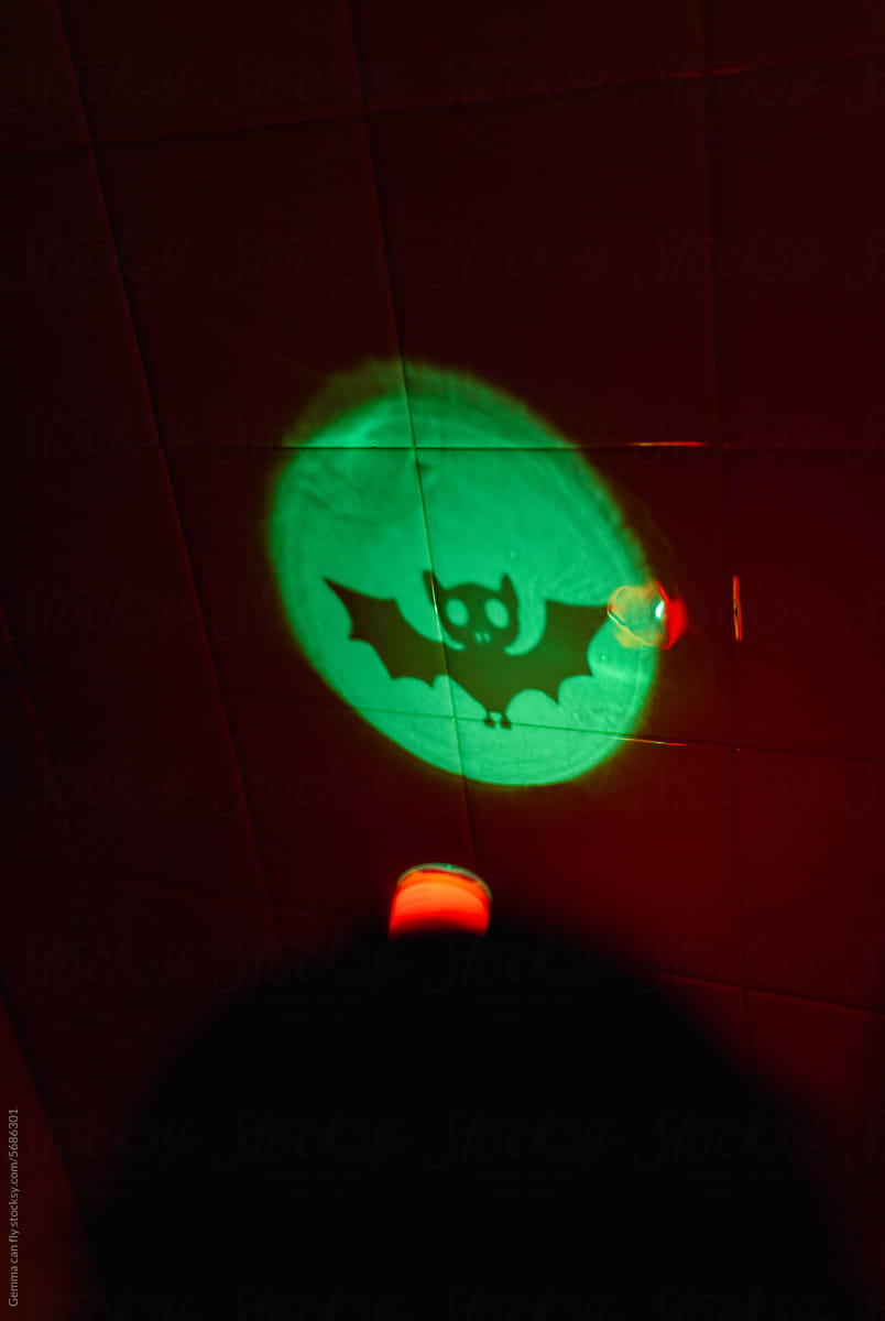 Scary silhouettes torch projected by children on Halloween