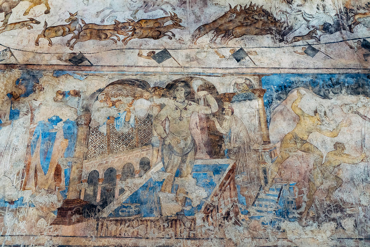 Fresco in Qusayr Amra desert castle