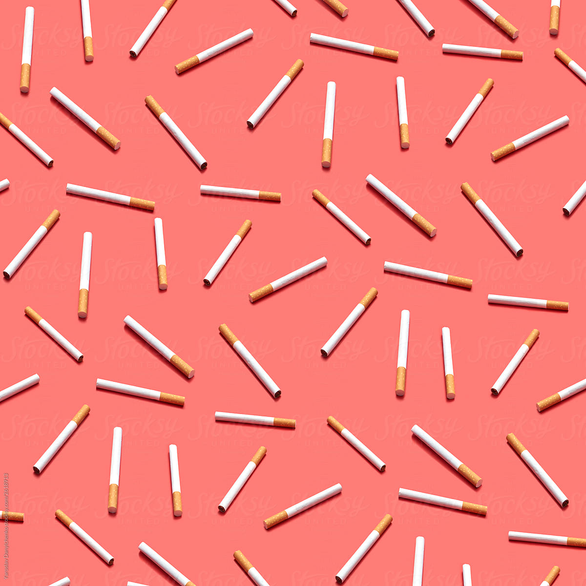 Top View Of Chaotic Mix Of Cigarettes Pattern
