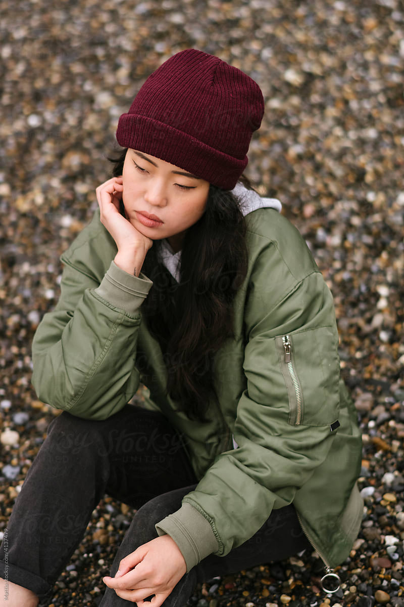 Portrait Of Asian Woman on the Beach