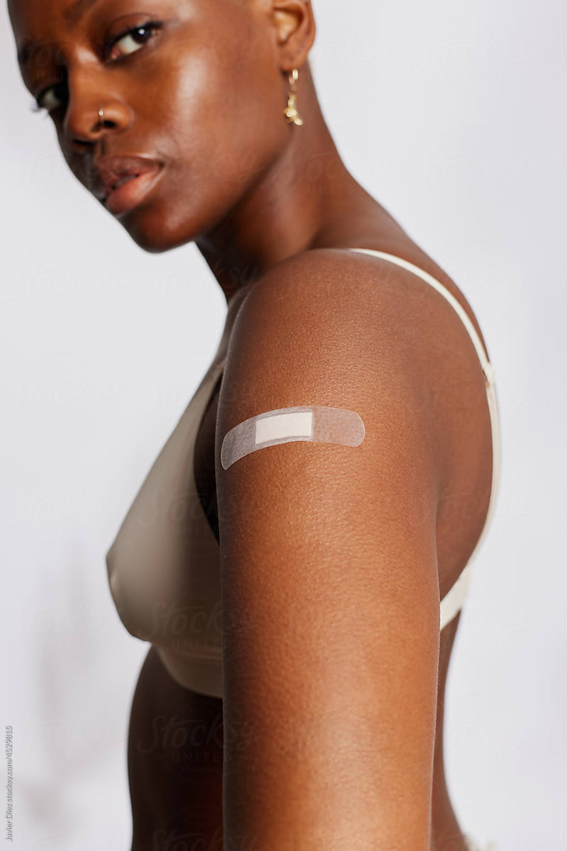 Woman with medical patch