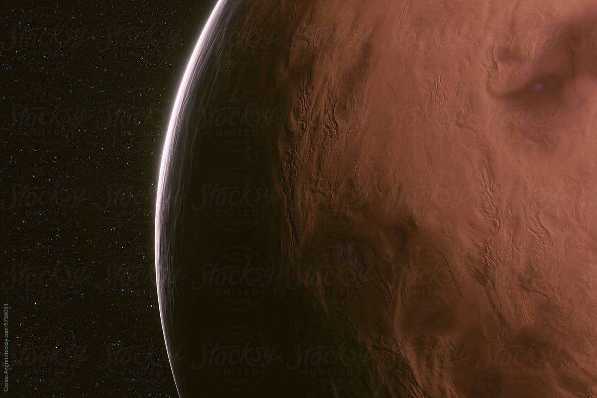 Red planet in outer space