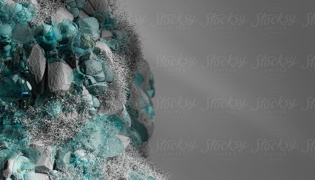 Colorful blue minerals photographed in studio.