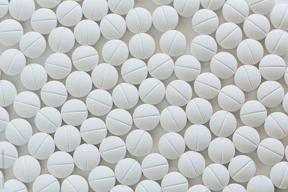 White prescription medicine on white background