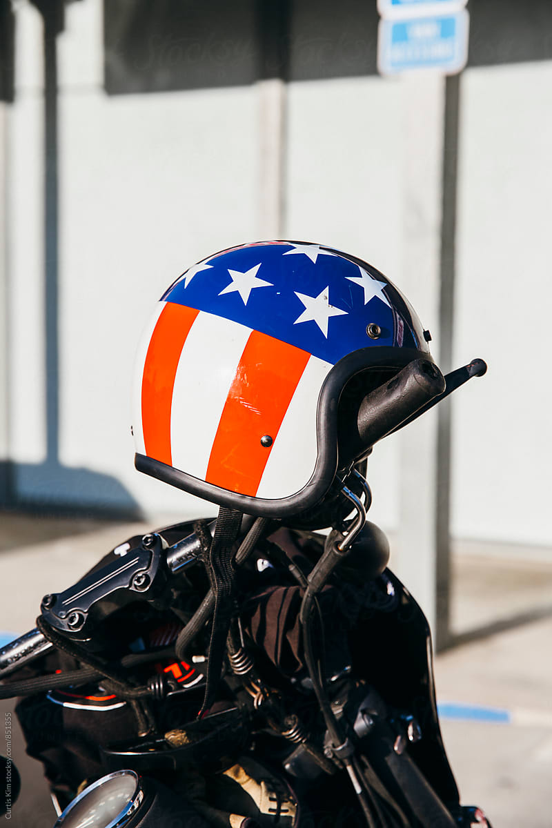 American Flag Easy Rider Motorcycle Helmet by Curtis Kim