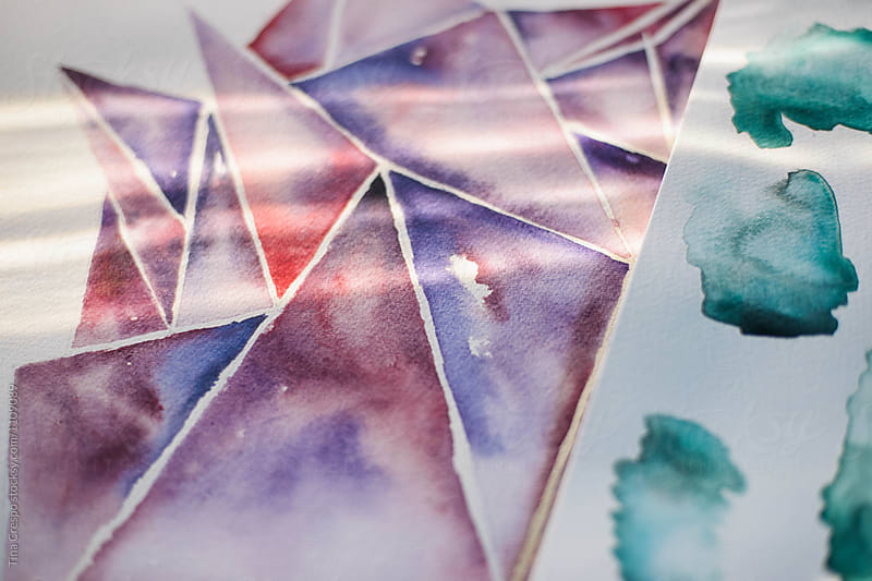 Watercolor Triangle and Swatch Close Up