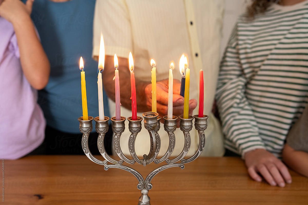 Hanukkah Menorah Lighting Ceremony with Family.
